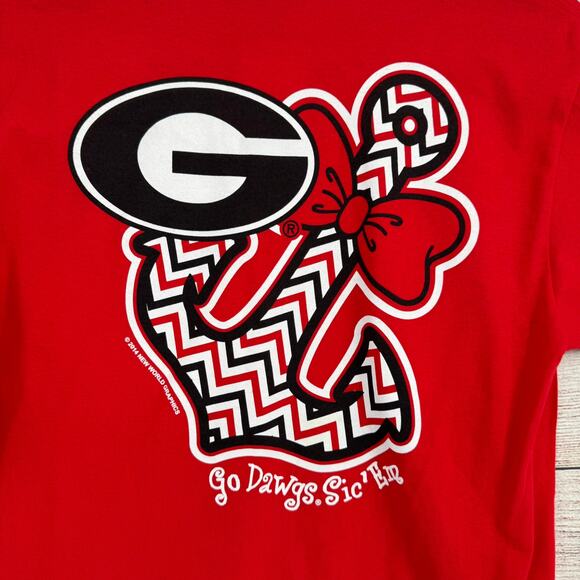 Georgia Bulldogs Bowtie Anchor Logo T-Shirt Adult Medium Red Gildan - Picture 3 of 9
